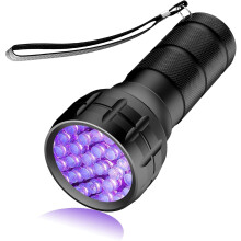 Linterna UV de luz negra, 21 LED, 395 nm para manchas de mascotas, chinches y escorpiones - Batería no incluida