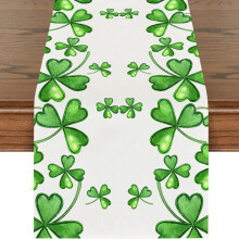 Caminho de mesa HKUKY para decoração do Dia de São Patrício, estilo irlandês, verde primavera, para decoração de casa e cozinha.