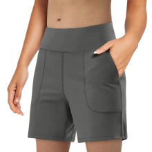 Women's Athletic Shorts  Zip Pockets  Shorts for-Dark Grey XL