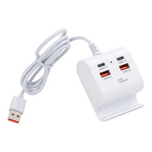 USB-Ladeadapter mit 2 USB- und 2 Typ-C-Anschlüssen, ideal-Weiß