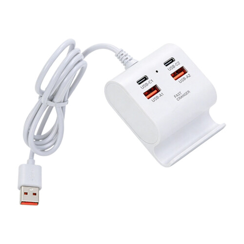 Effizienter USB-Splitter mit 2 USB- und 2 Typ-C-Anschlüssen-Weiß