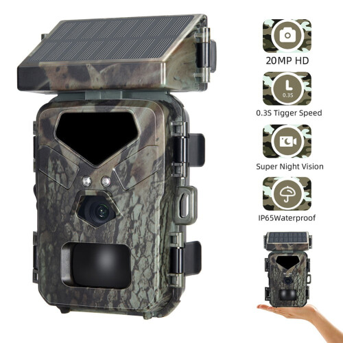 Solar-powered night vision trail camera 20MP
