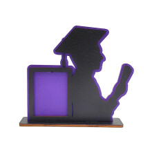 Wooden Graduation Photo Frame Stand Purple
