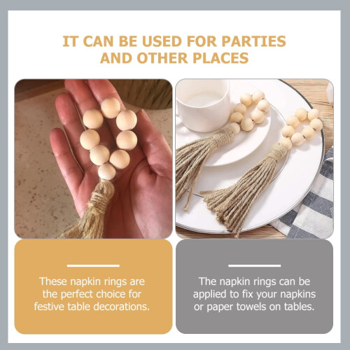 Ronds de serviette en perles et pompons en bois (2 pièces) 1