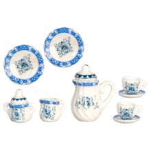 Theeserviesje blauw miniatuur schaal 11 stuks