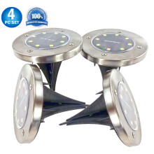 Luminárias solares de disco para solo – Resistentes à ferrugem, 8 LEDs, 10H