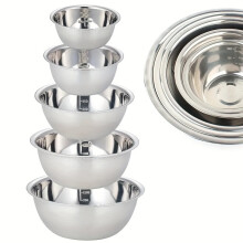 Conjunto de 5 tigelas de aço inoxidável para misturar com escala de medição
