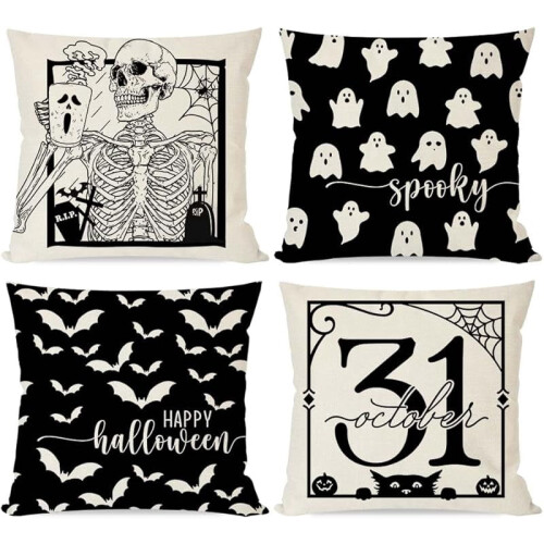 Capas de Almofada de Halloween 45x45cm (Conjunto de 4)