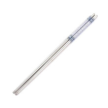 1 par de palillos de acero inoxidable con diseño floral azul y blanco