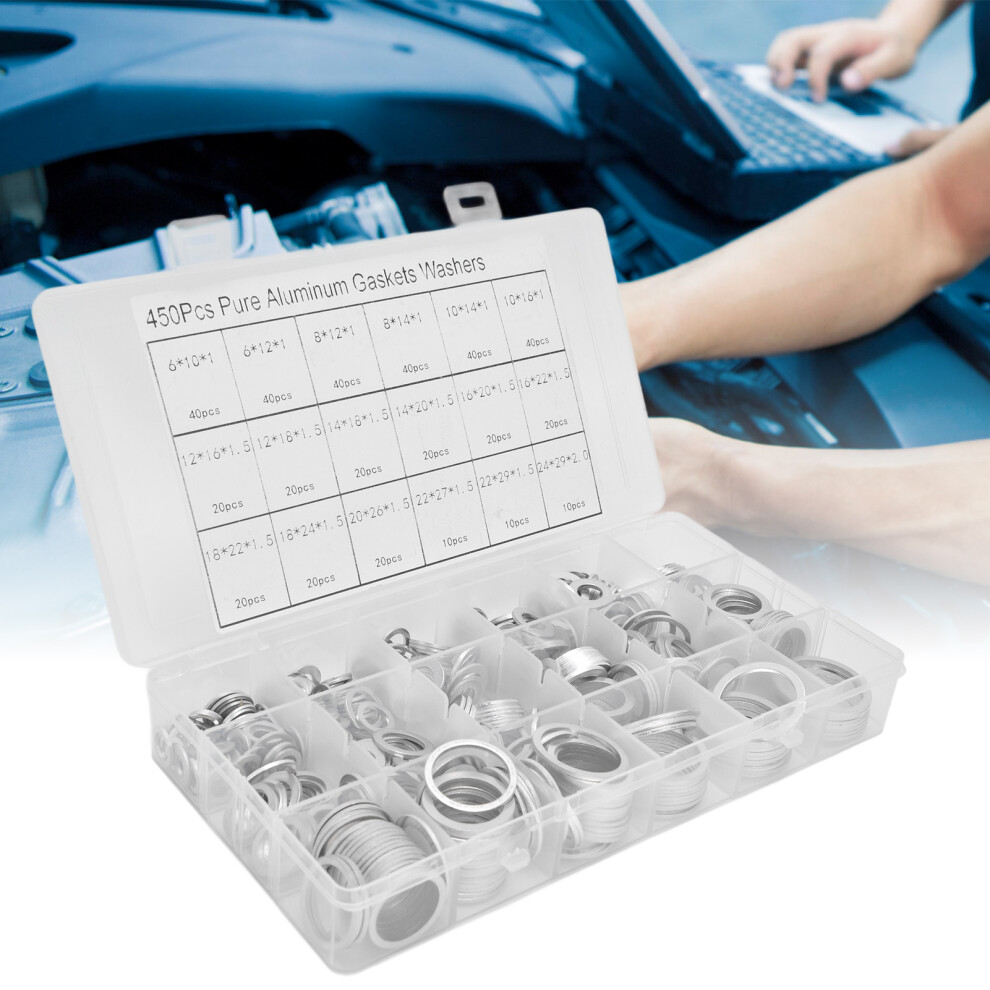 450pcs Aluminium Flat Washer Set Storage Box