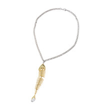 Stijlvolle visgraat stropdas choker ketting met strass parels