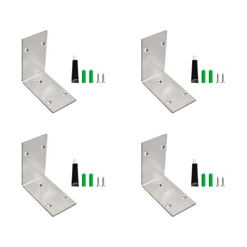 4 Stück robuste Edelstahl-Regalhalterungen,-Silber 100mm