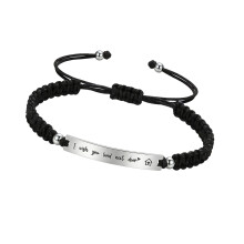 Bracelet à cordon gravable élégant pour femmes et hommes,-Noir