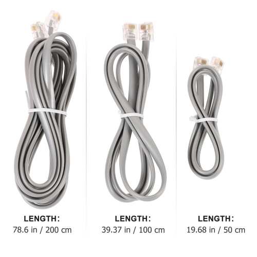 Conjunto de 3 cabos telefônicos, extensões para telefones fixos. 2