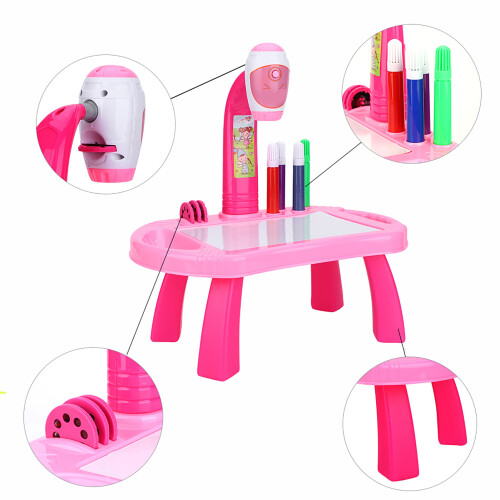 Pink Drawing Toy Projector Learning Set for Kids