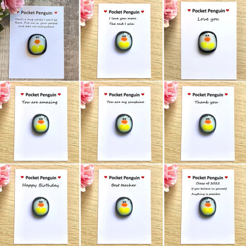 Adorable Penguin Hug Pocket Ornament Set