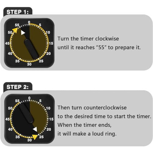 Square 60-minutters mekanisk timer med magnet 2