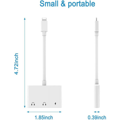Προσαρμογέας ακουστικών Anytrox 3 σε 1 συμβατός με iPhone, ήχος 3,5 mm και διαχωριστής 1