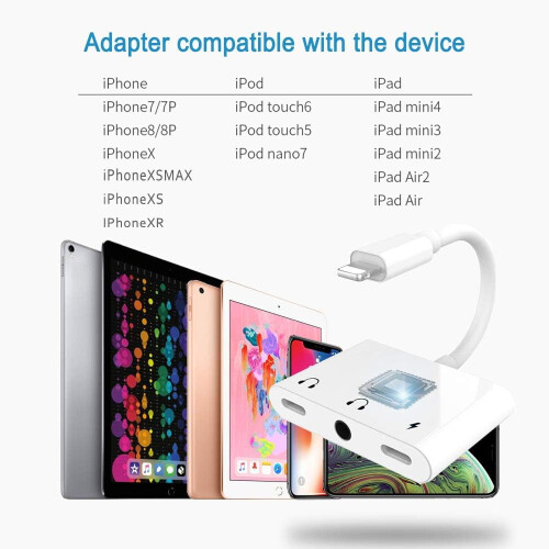 Προσαρμογέας ακουστικών Anytrox 3 σε 1 συμβατός με iPhone, ήχος 3,5 mm και διαχωριστής 2
