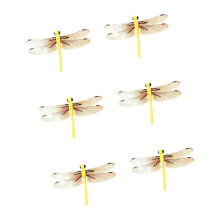Figurines de libellules réalistes, paquet de 6, décoration-Jaune