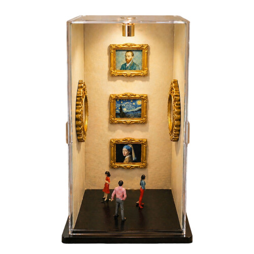 Mini coffret d'ombres de musées, coffret avec 9-fond jaune