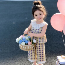(Lace suit square, 80cm) 2026 New Lace Girls Two-piece Set Sleeveless Korean Style Women's Pants Summer Wide Leg Pants Vest Mori Girls Clothes