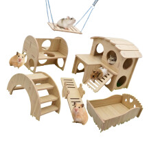 Maison de Hamster en bois naturel, jouet à mâcher, cachettes