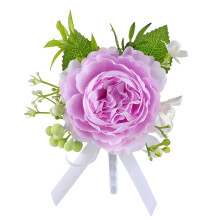 Realistische Rosen-Hochzeits-Boutonniere,-Lila Corsage