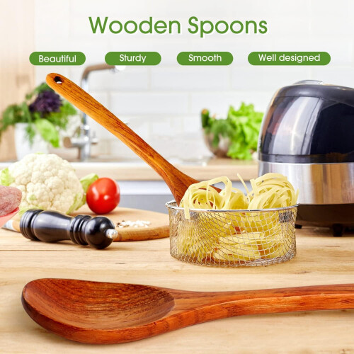 Teak Wood Cooking Spoon 9.4 Inch 2