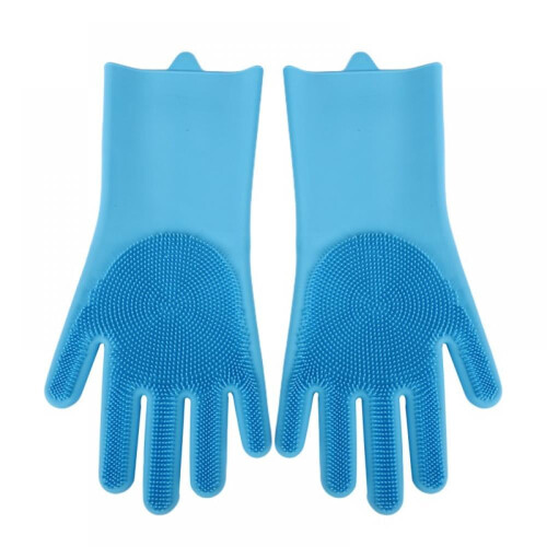 Dishwashing Gloves Silicone with Sponge Scrubbers 1 Pair 2