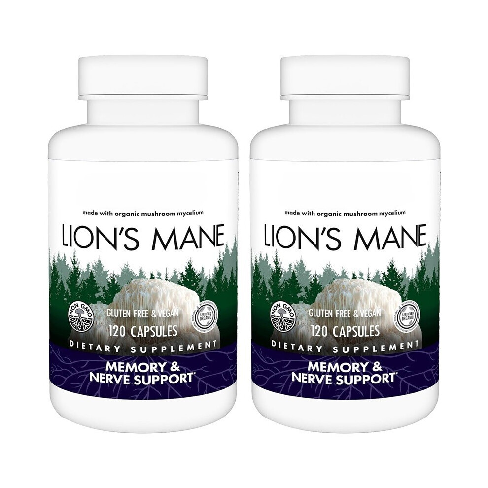 (2pcs) Mushrooms Lion's Mane-Supplement Capsules for Brain Health Support-120 Capsules