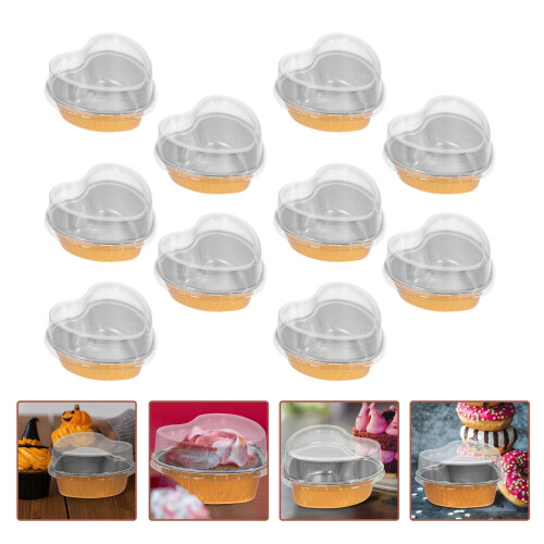 Φόρμες αλουμινίου για cupcakes σε σχήμα καρδιάς 100ml (10 τεμάχια) 2