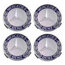 Satz mit 4 Radnabenkappen, kompatibel mit Mercedes-Benz 75 mm, blau, aus robustem ABS-Kunststoff