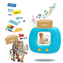 Italiaanse sprekende flashcards met audio-uitspraak voor kinderen, blauw, set van 144 woordenschatkaarten