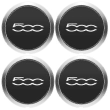 4-teiliges Set Radnabenkappen (133 mm) mit Staubschutz, silber, passend für Fiat 500 Felgen 68078419AC 68078421AC