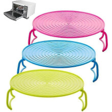 Microwave Steamer Rack, Round Plastic Plate Stacker, Oven Tray Grill Rack for Cooking and Baking Supplies