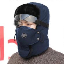 Wintermuts van imitatiebont met oorklappen, waterdicht en winddicht, voor dames en heren, blauw