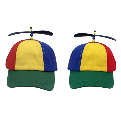 Colorful Rainbow Rotating Propeller Baseball Cap For Kids-2pics 1