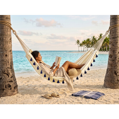 Beliani Hammock VERCELLI Cotton Dark Blue 1