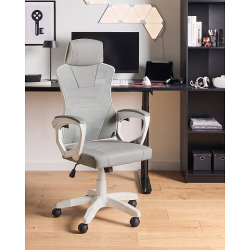 Beliani Office Chair IGNIS Faux Leather Light Grey 1