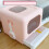 Enclosed Cat Litter Box PP Foldable Pink 12