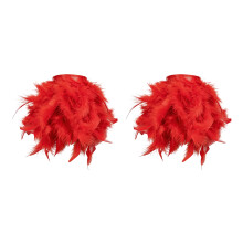 2pc Fashionable Feather Cuffs Bangle For Concerts Festivals-Red