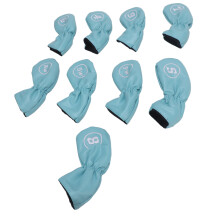 9-Piece PU Leather Golf Club Cover Set Light Blue