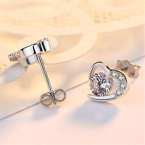 925 Sterling Silver Stud Earrings with Cubic Zirconia 2