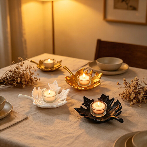 Strong Metal Candle Stand In Maples Leaf Shape Great for-C 2