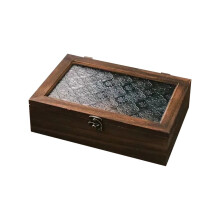 Aufbewahrungsbox aus Massivholz mit Deckel aus Begonienglas, handgefertigt
