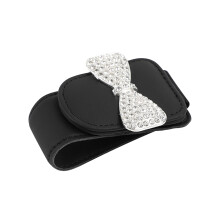 PU Eyewear Holders With Sparkling Bows Vehicle Sun Visors Clip