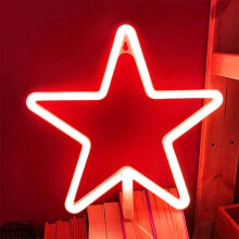 LINLIN insegna al neon a LED a forma di stella, decorazione da parete, alimentazione a batteria/USB