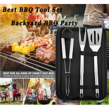 Ensemble de 3 ustensiles de barbecue en acier inoxydable