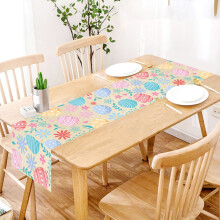 Drapeau de table de Pâques vintage imprimé lapin et œufs en lin (1 pièce)